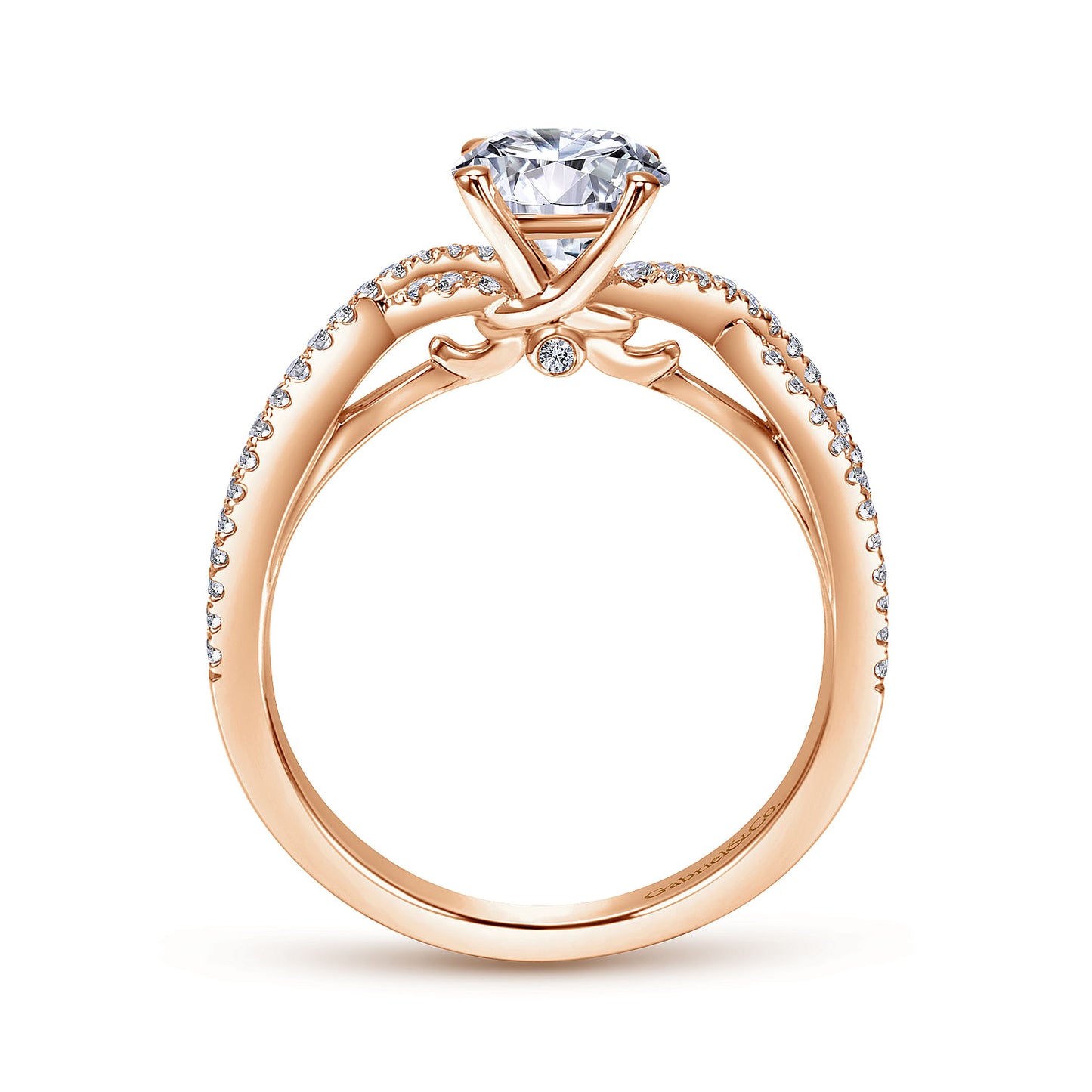 14K Rose Gold Twisted Round Diamond Engagement Ring