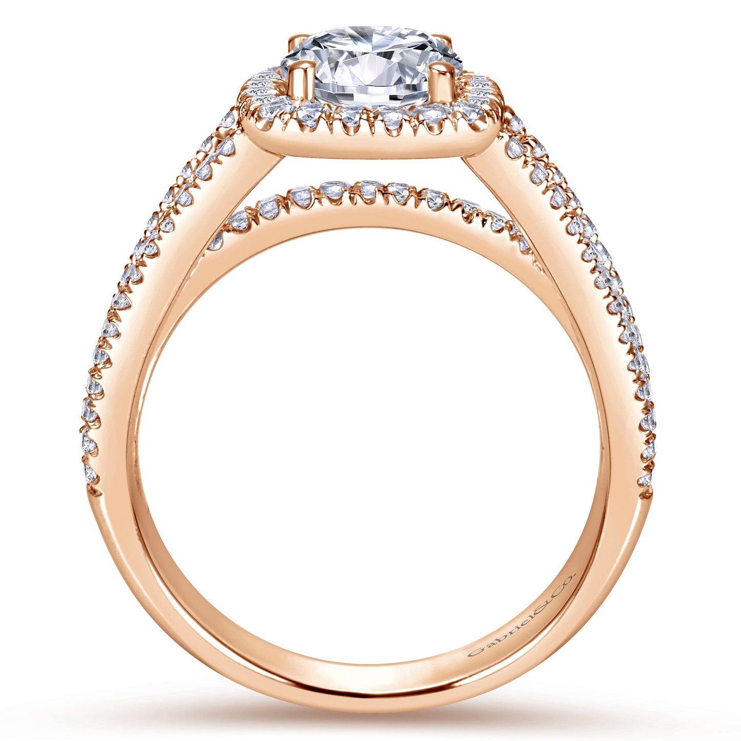 14K Rose Gold Round Halo Diamond Engagement Ring