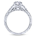 Vintage Inspired Platinum Round Three Stone Diamond Engagement Ring