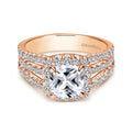 14K Rose Gold Cushion Halo Diamond Engagement Ring