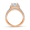 14K Rose Gold Cushion Halo Diamond Engagement Ring