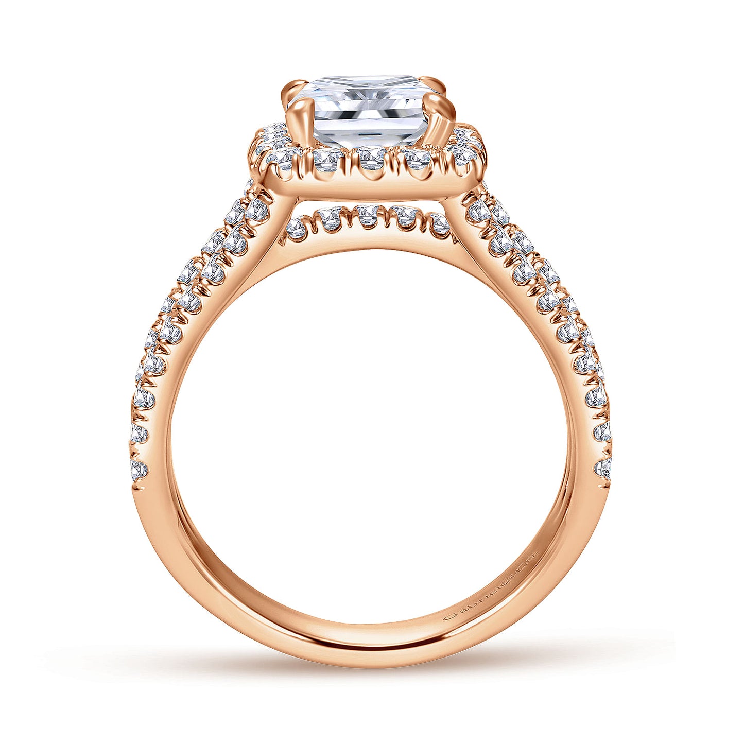 14K Rose Gold Cushion Halo Diamond Engagement Ring