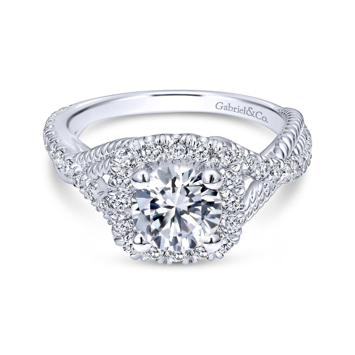 Gabriel & Co. 14k White Gold Hampton Halo Engagement Ring