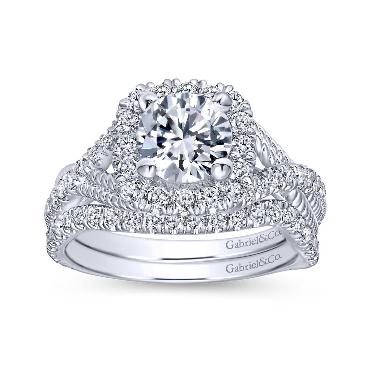 Gabriel & Co. 14k White Gold Hampton Halo Engagement Ring