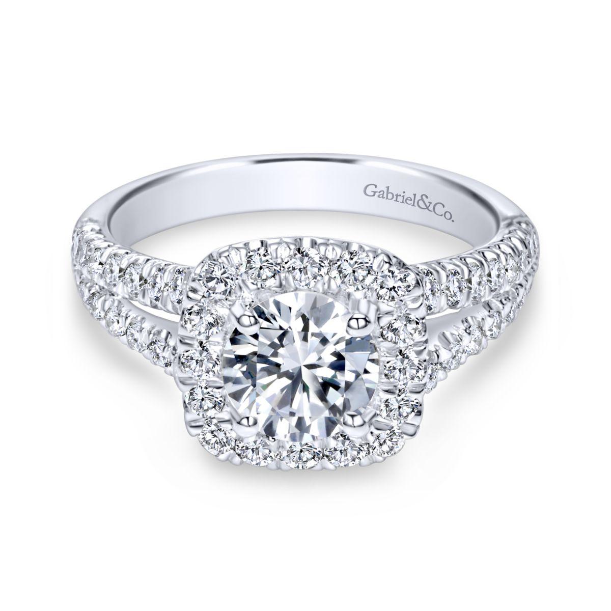 Gabriel & Co. 14k White Gold Contemporary Halo Engagement Ring