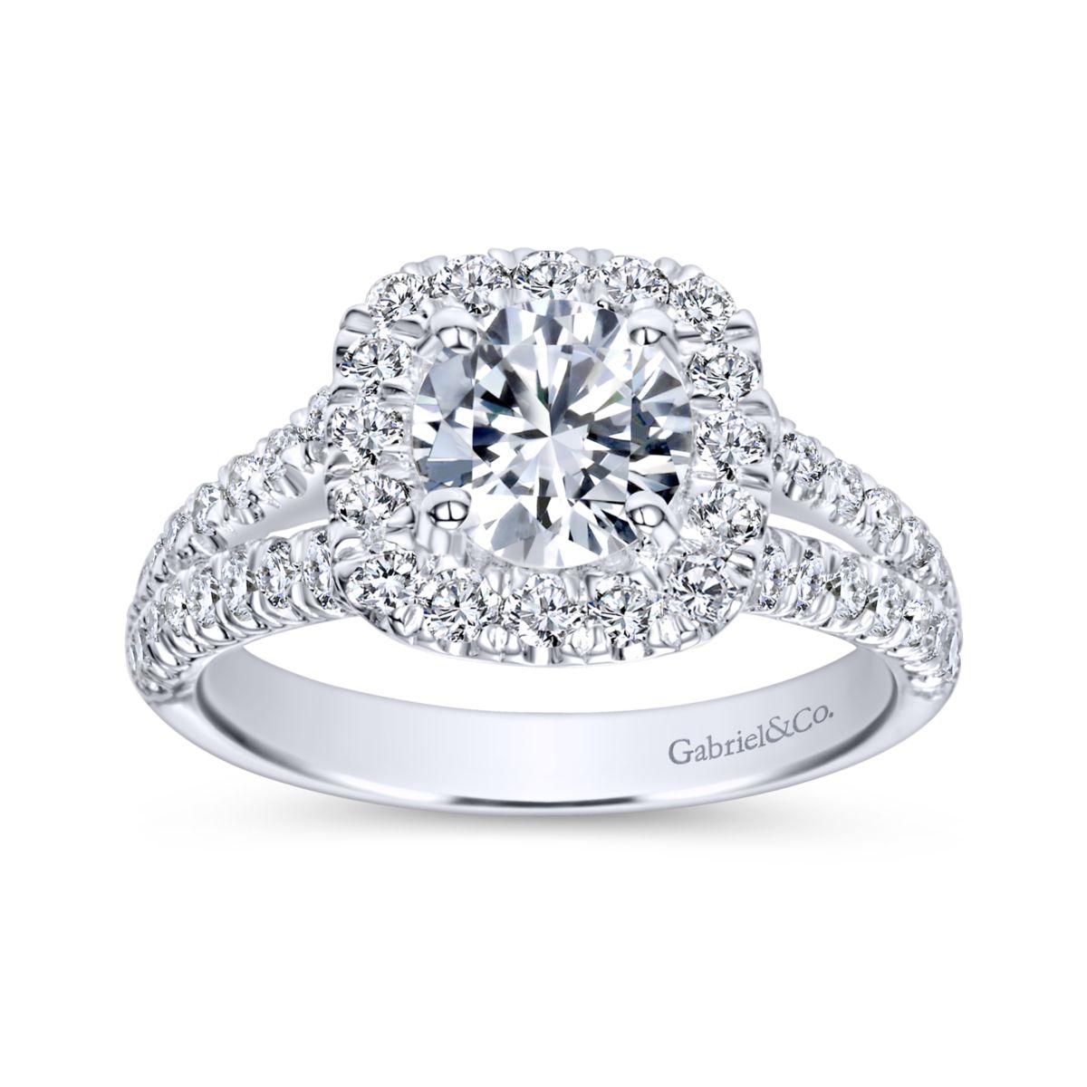 Gabriel & Co. 14k White Gold Contemporary Halo Engagement Ring