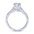 Gabriel & Co. 14k White Gold Victorian Straight Engagement Ring