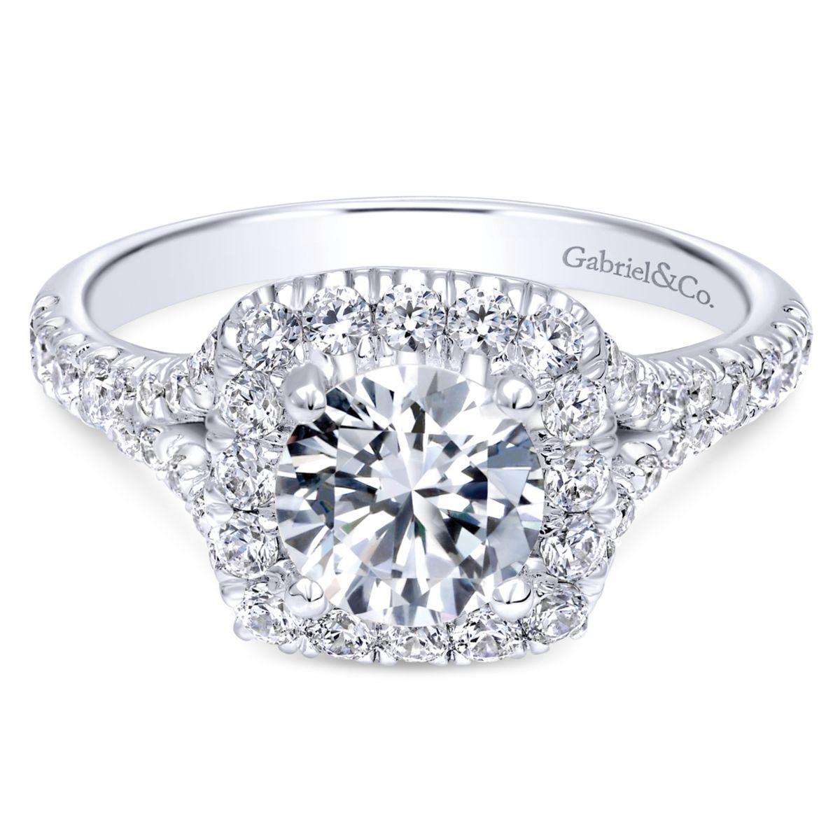 Gabriel & Co. 14k White Gold Contemporary Halo Engagement Ring