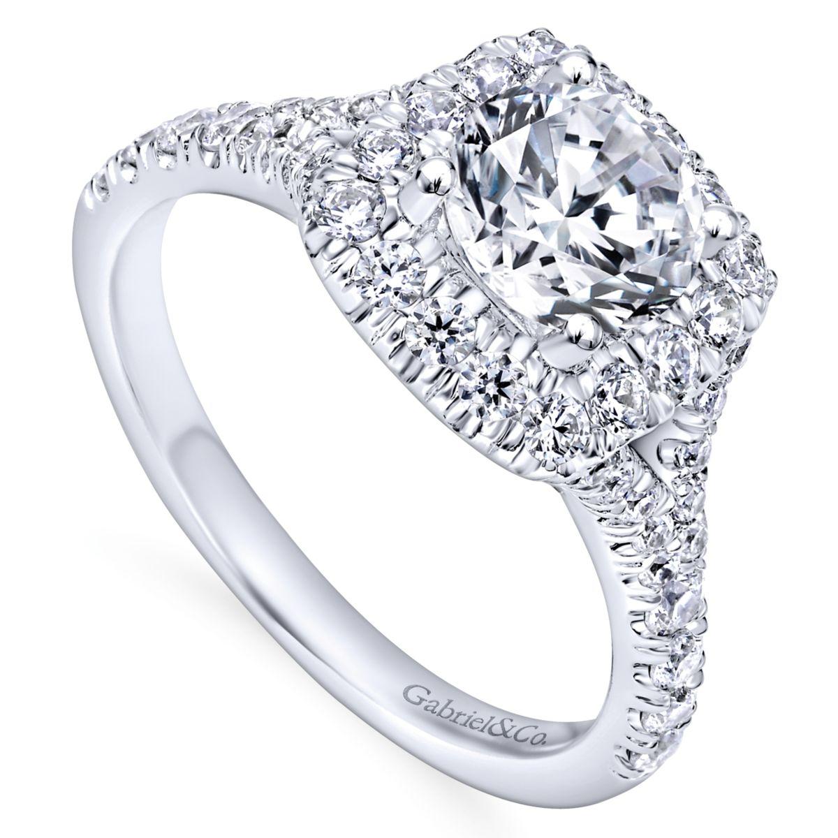 Gabriel & Co. 14k White Gold Contemporary Halo Engagement Ring