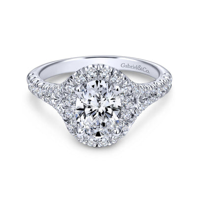 Gabriel & Co. 14k White Gold Contemporary Halo Engagement Ring