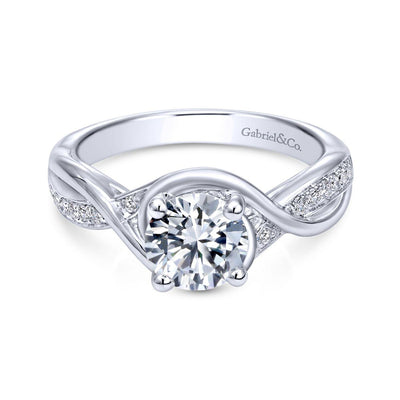 Gabriel & Co. 14k White Gold Contemporary Twisted Engagement Ring