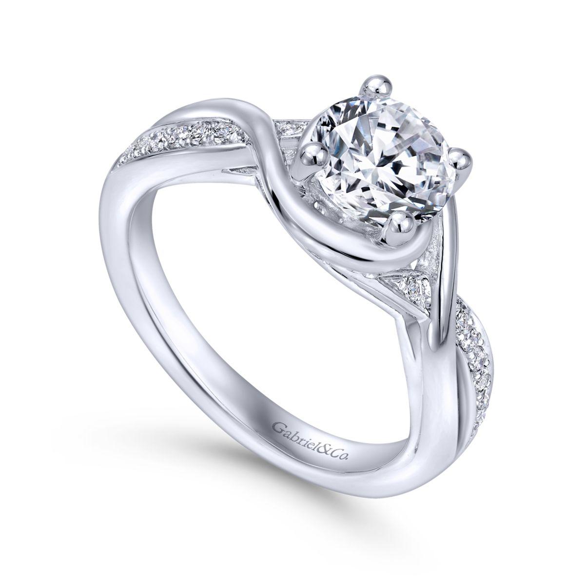 Gabriel & Co. 14k White Gold Contemporary Twisted Engagement Ring