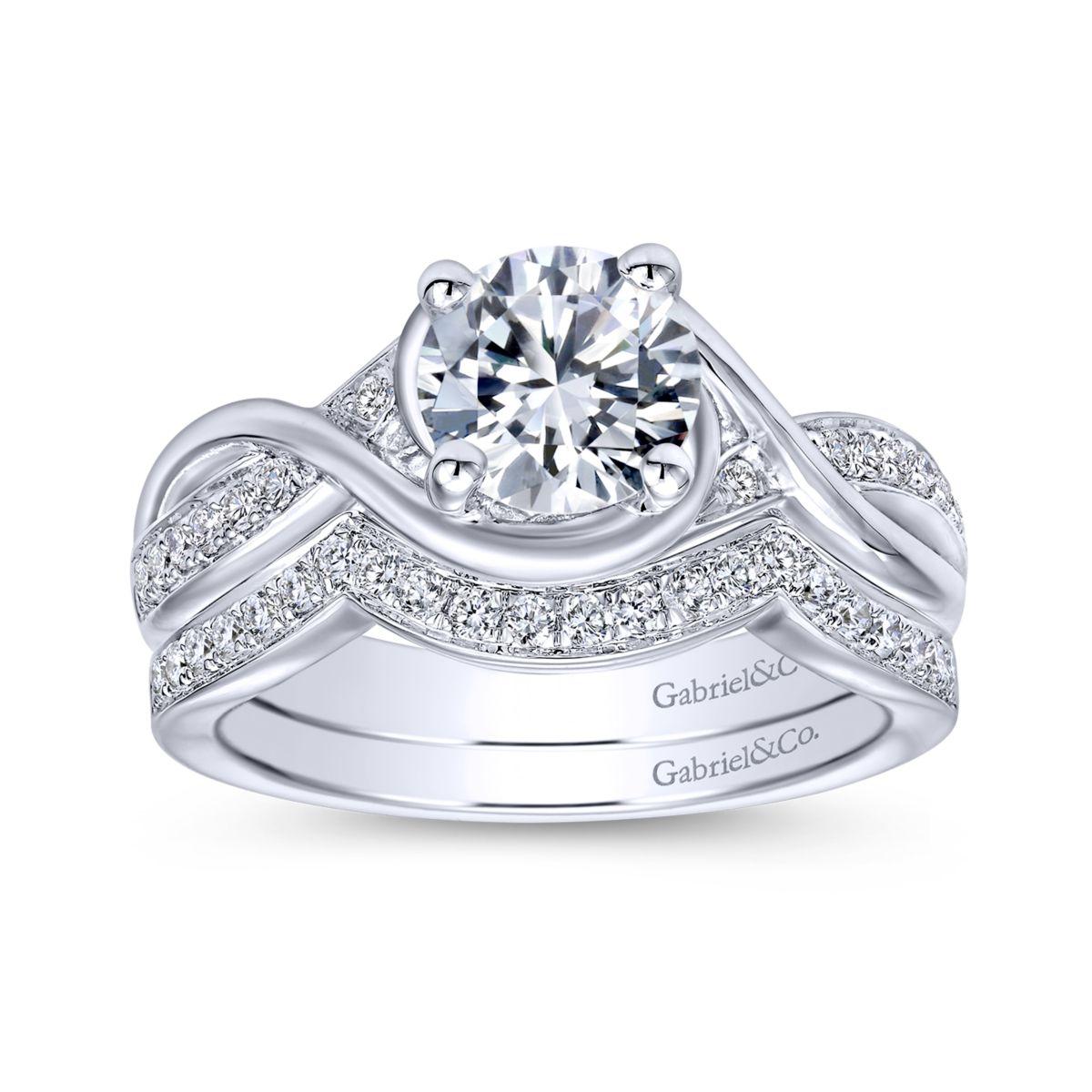 Gabriel & Co. 14k White Gold Contemporary Twisted Engagement Ring