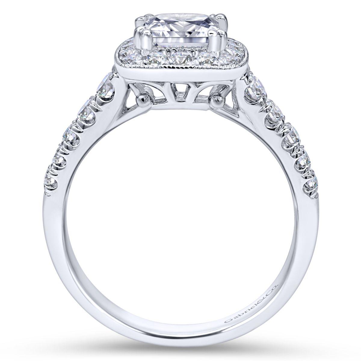 Gabriel & Co. 14k White Gold Victorian Halo Engagement Ring