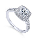 Gabriel & Co. 14k White Gold Victorian Halo Engagement Ring