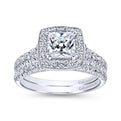 Gabriel & Co. 14k White Gold Victorian Halo Engagement Ring