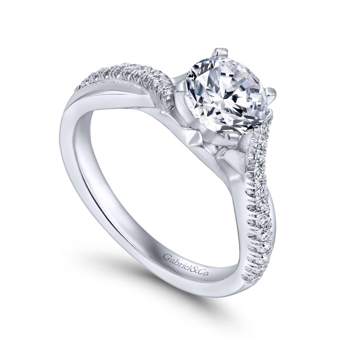 Gabriel & Co. 14k White Gold Contemporary Twisted Engagement Ring