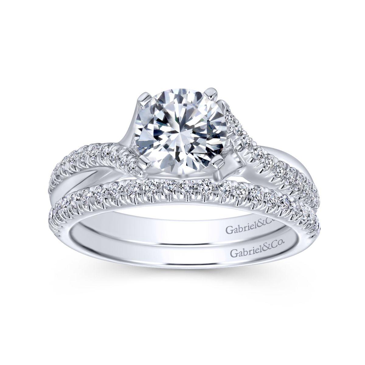 Gabriel & Co. 14k White Gold Contemporary Twisted Engagement Ring