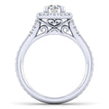 Gabriel & Co. 14k White Gold Victorian Halo Engagement Ring