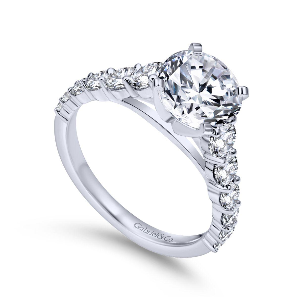 Gabriel & Co. 14k White Gold Contemporary Straight Engagement Ring