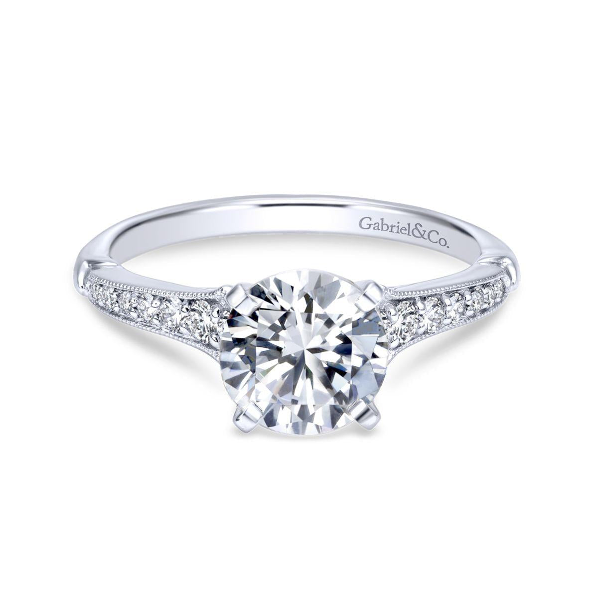 Gabriel & Co. 14k White Gold Contemporary Straight Engagement Ring