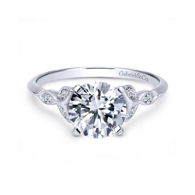 Gabriel & Co. 14k White Gold Victorian Straight Engagement Ring