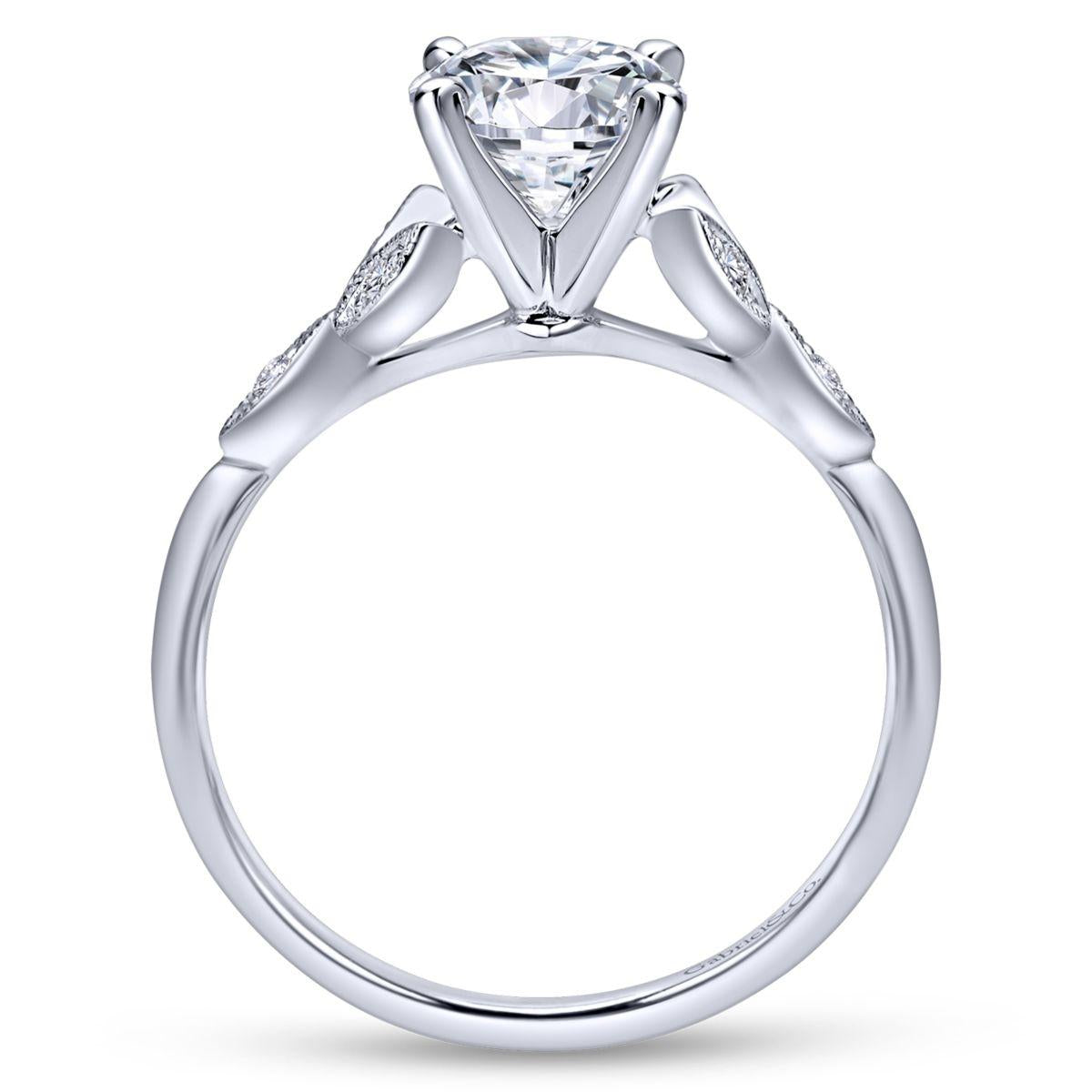 Gabriel & Co. 14k White Gold Victorian Straight Engagement Ring