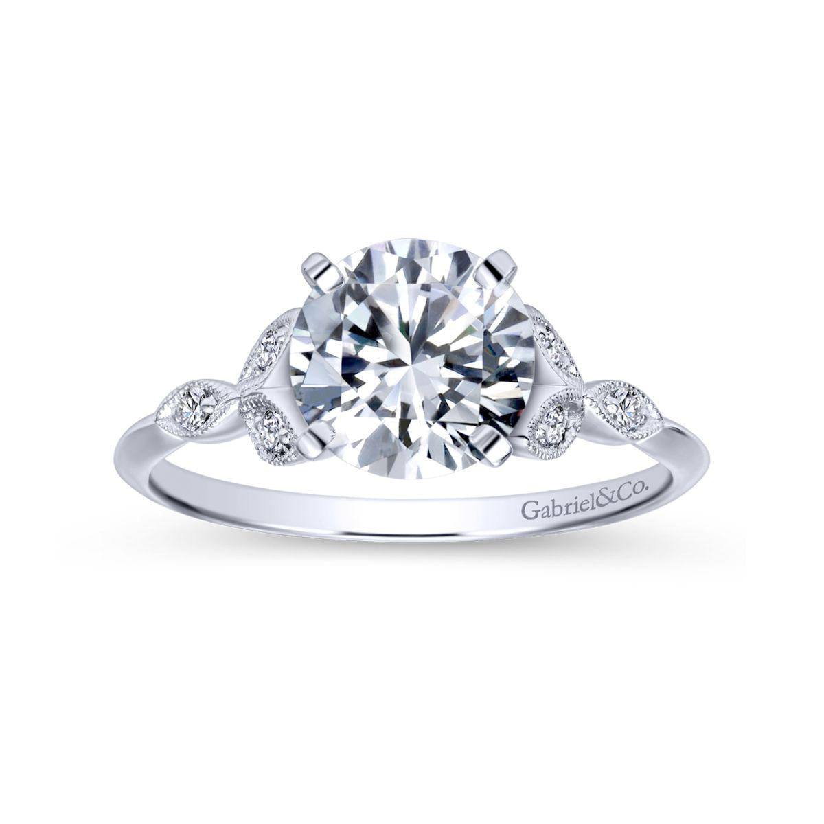 Gabriel & Co. 14k White Gold Victorian Straight Engagement Ring