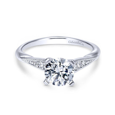 Gabriel & Co. 14k White Gold Contemporary Straight Engagement Ring