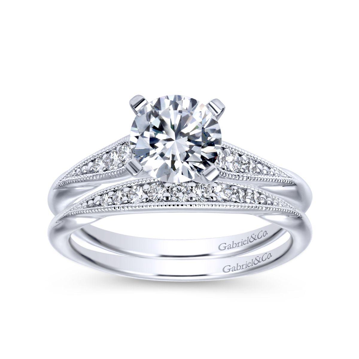 Gabriel & Co. 14k White Gold Contemporary Straight Engagement Ring