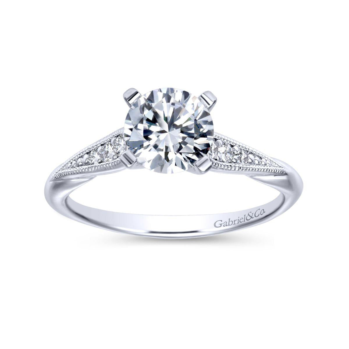 Gabriel & Co. 14k White Gold Contemporary Straight Engagement Ring