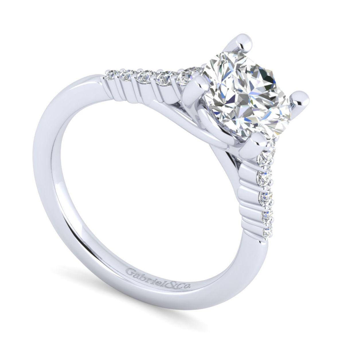 Gabriel & Co. 14k White Gold Contemporary Halo Engagement Ring