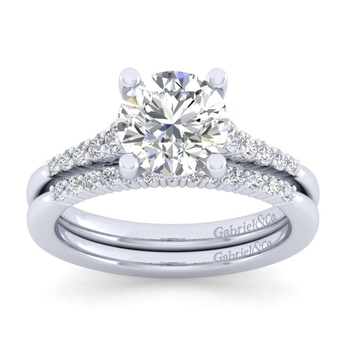 Gabriel & Co. 14k White Gold Contemporary Halo Engagement Ring