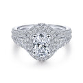 Gabriel & Co. 14k White Gold Victorian Double Halo Engagement Ring