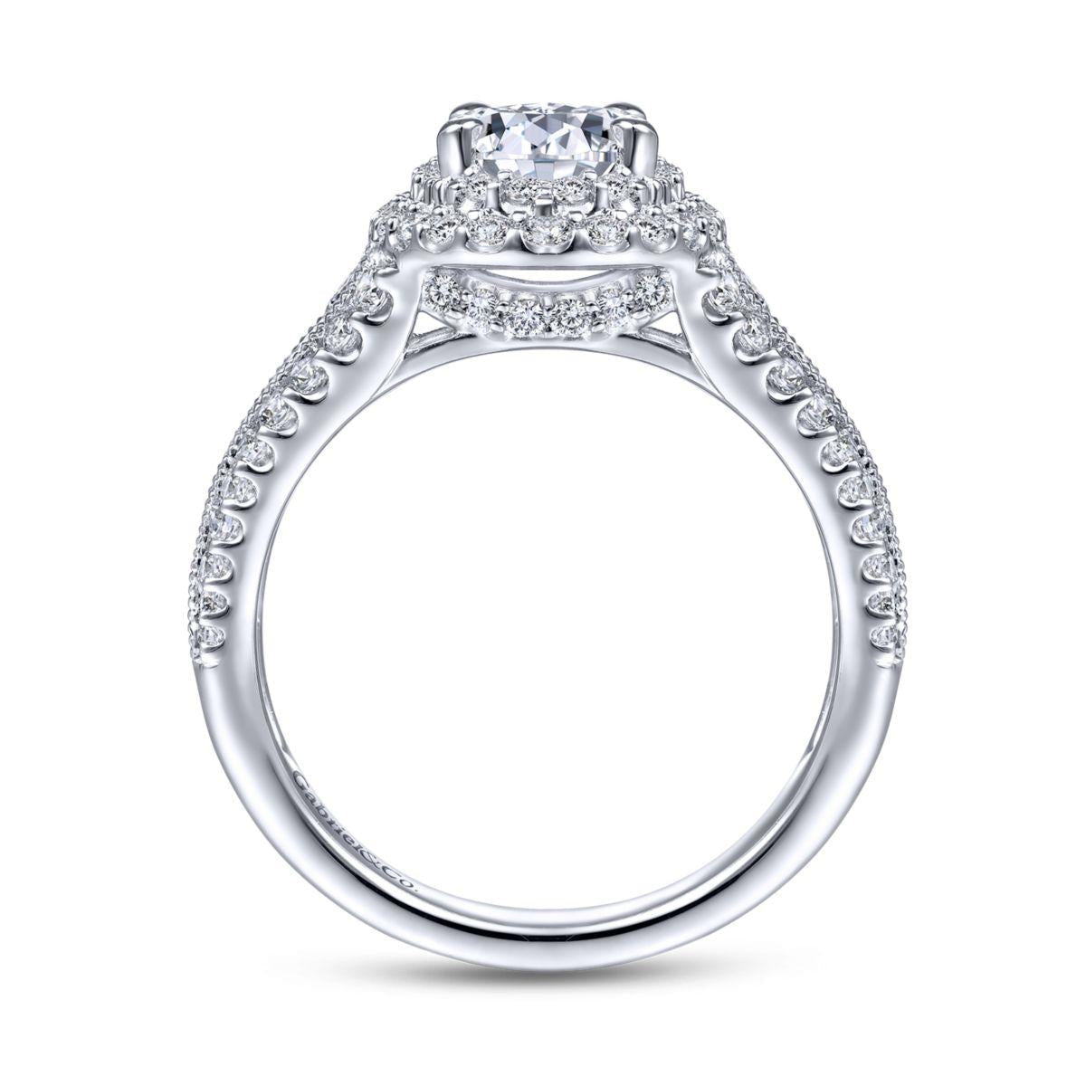 Gabriel & Co. 14k White Gold Victorian Double Halo Engagement Ring