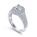 Gabriel & Co. 14k White Gold Victorian Double Halo Engagement Ring