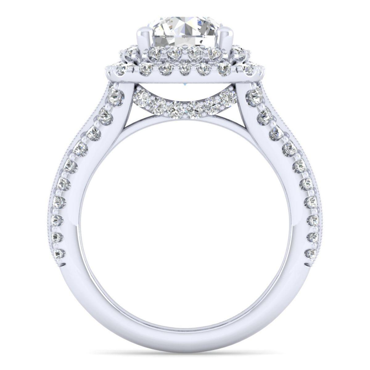 Gabriel & Co. 14k White Gold Contemporary Double Halo Engagement Ring