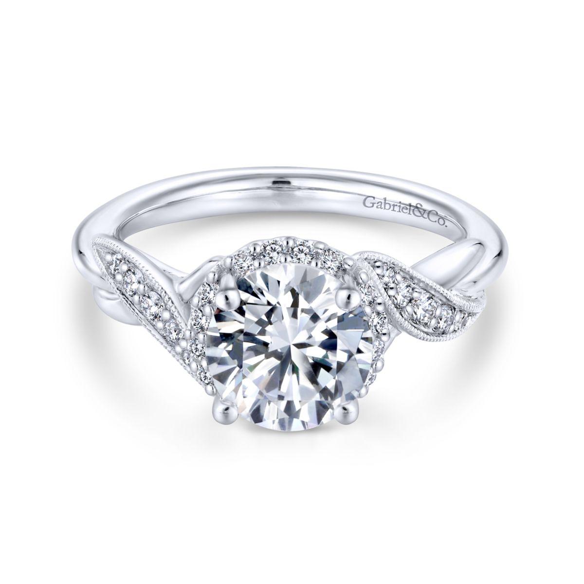 Gabriel & Co. 14k White Gold Contemporary Halo Engagement Ring