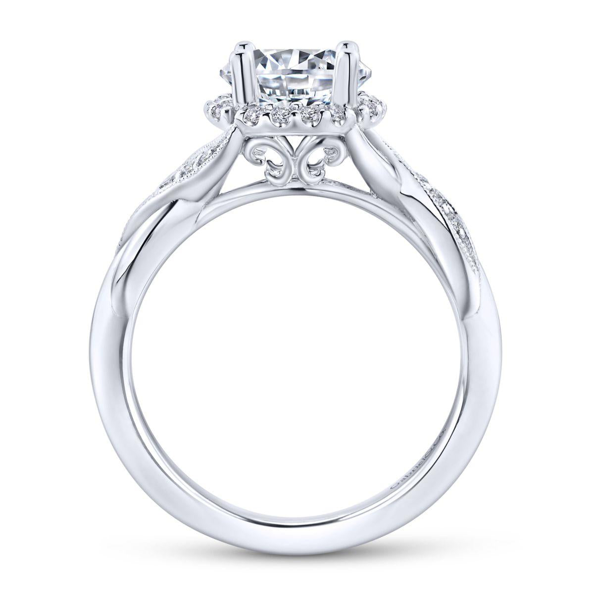 Gabriel & Co. 14k White Gold Contemporary Halo Engagement Ring