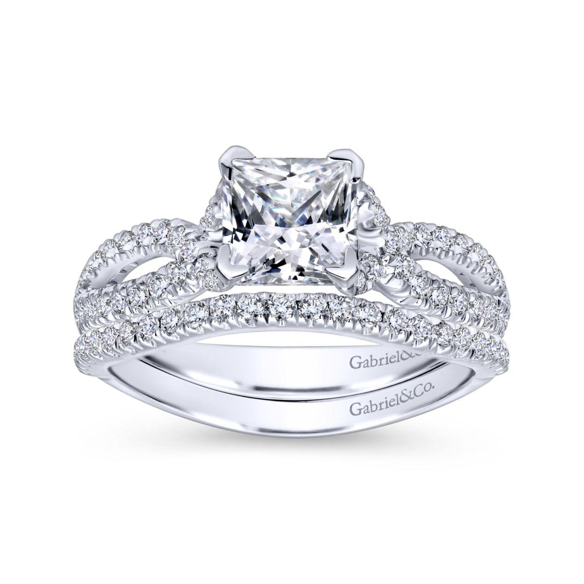 Gabriel & Co. 14k White Gold Contemporary Twisted Engagement Ring