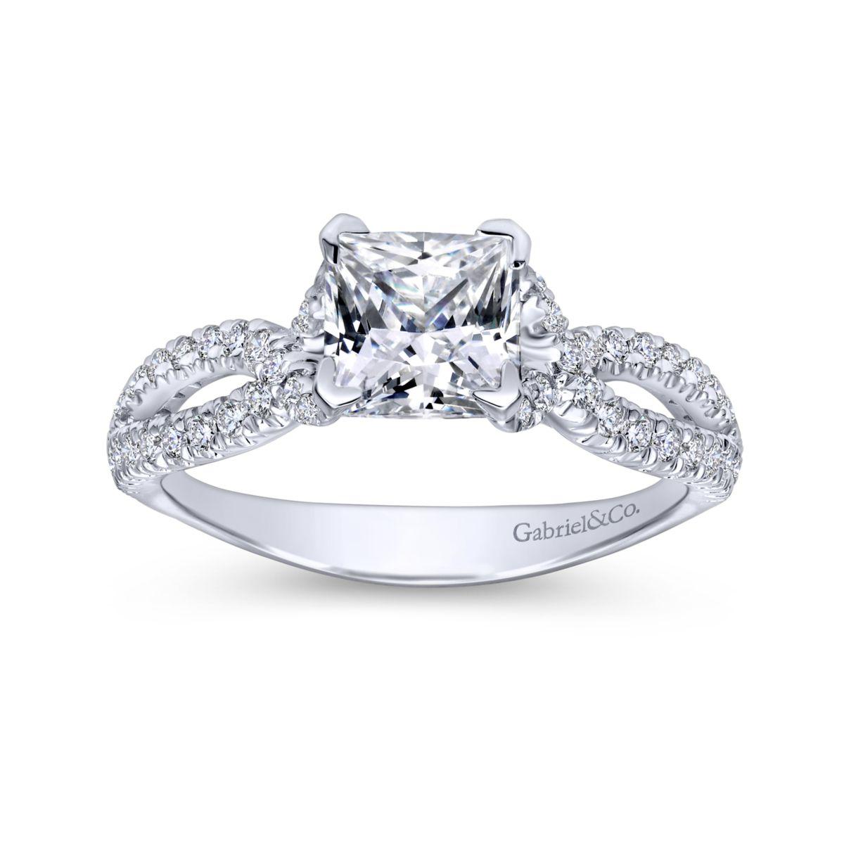 Gabriel & Co. 14k White Gold Contemporary Twisted Engagement Ring