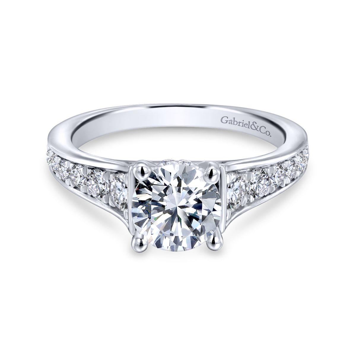 Gabriel & Co. 14k White Gold Contemporary Straight Engagement Ring