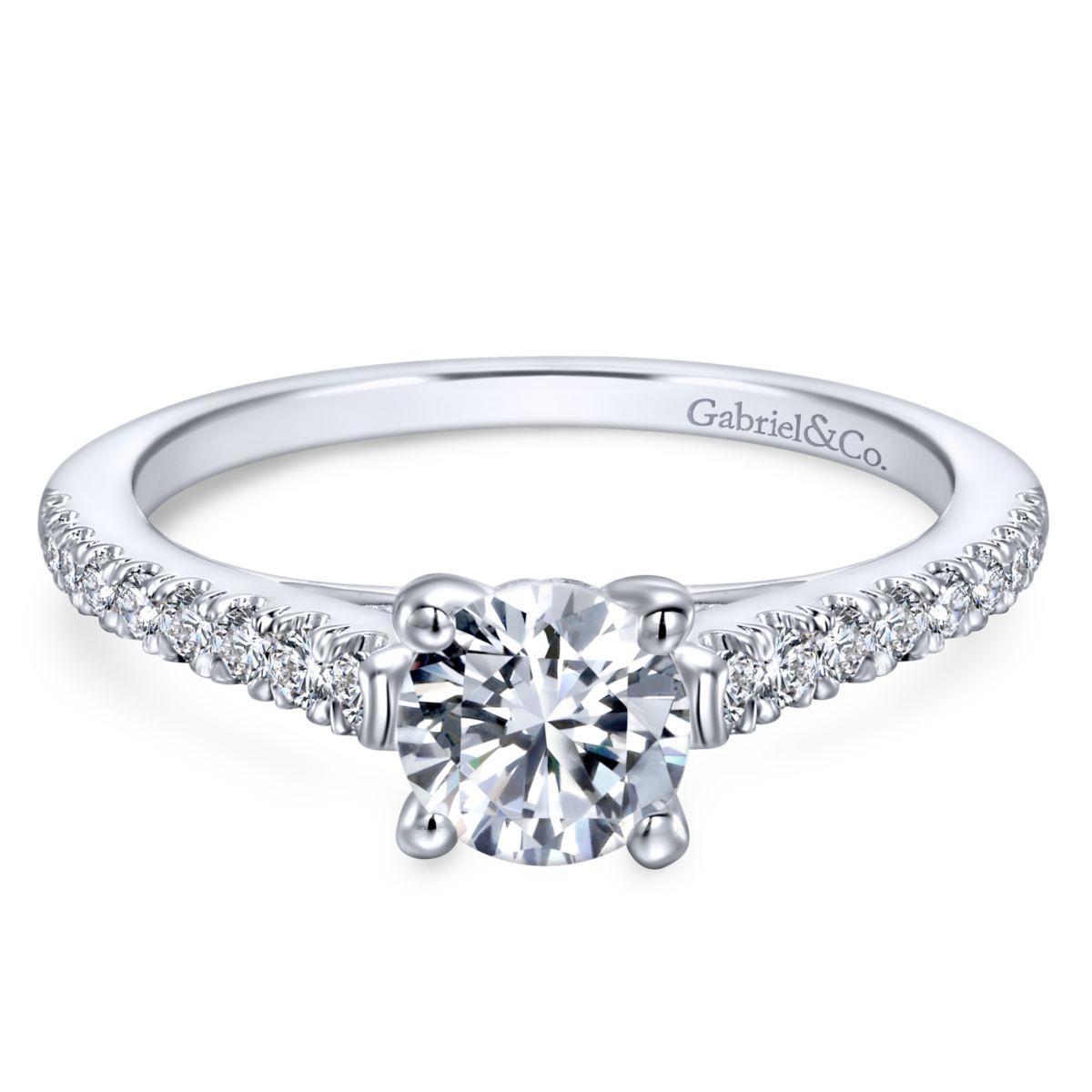 Gabriel & Co. 14k White Gold Contemporary Straight Engagement Ring