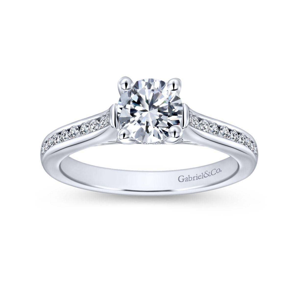 Gabriel & Co. 14k White Gold Contemporary Straight Engagement Ring