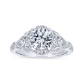 Gabriel & Co. 14k White Gold Victorian Halo Engagement Ring