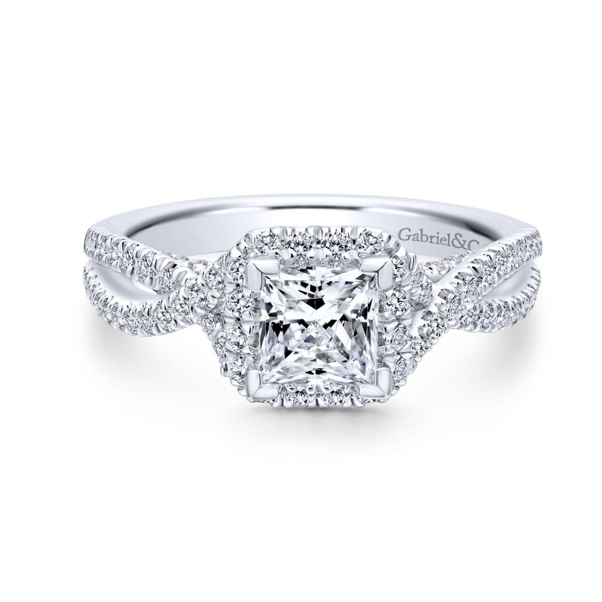 Gabriel & Co. 14k White Gold Entwined Halo Engagement Ring