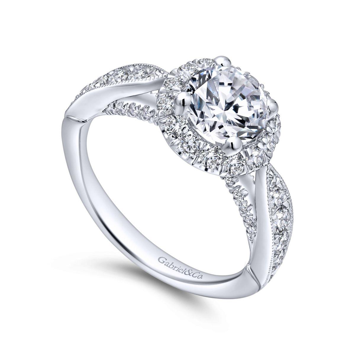 Gabriel & Co. 14k White Gold Entwined Halo Engagement Ring