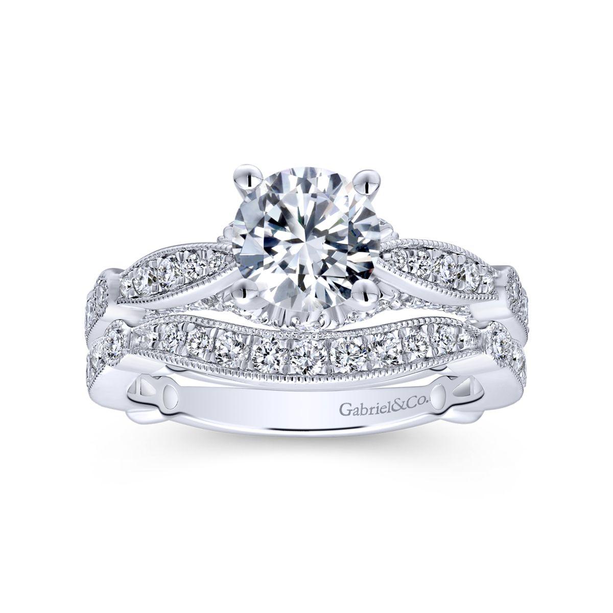 Gabriel & Co. 14k White Gold Entwined Straight Engagement Ring