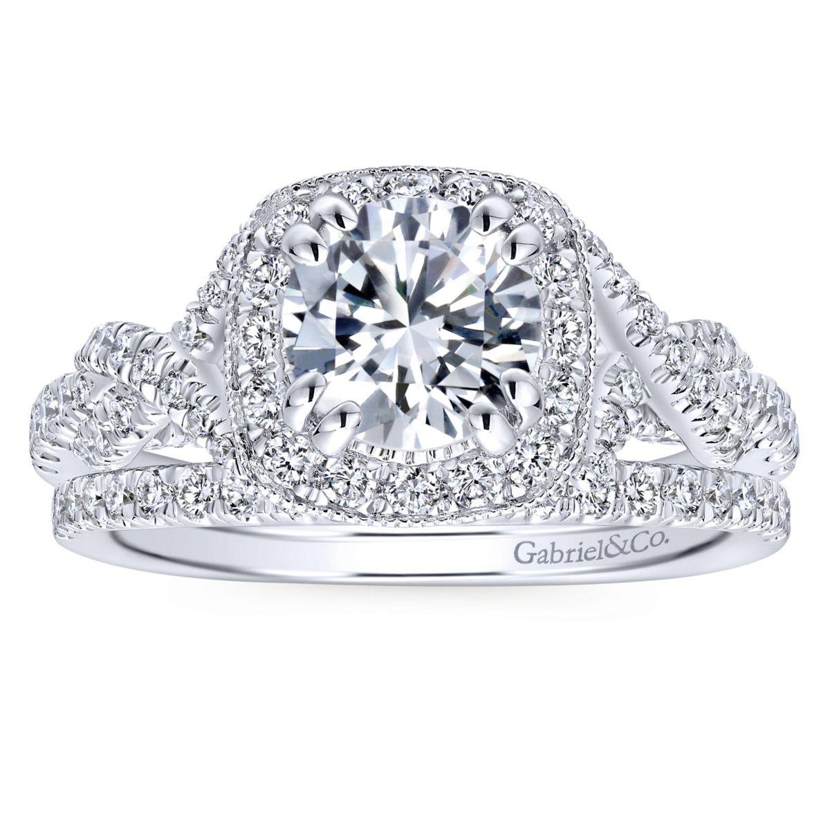 Gabriel & Co. 14k White Gold Entwined Halo Engagement Ring