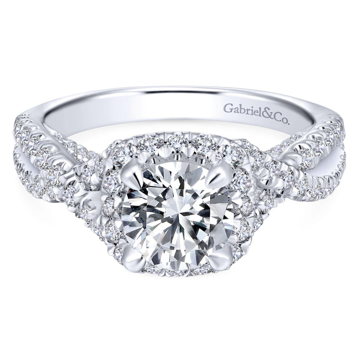 Gabriel & Co. 14k White Gold Entwined Halo Engagement Ring